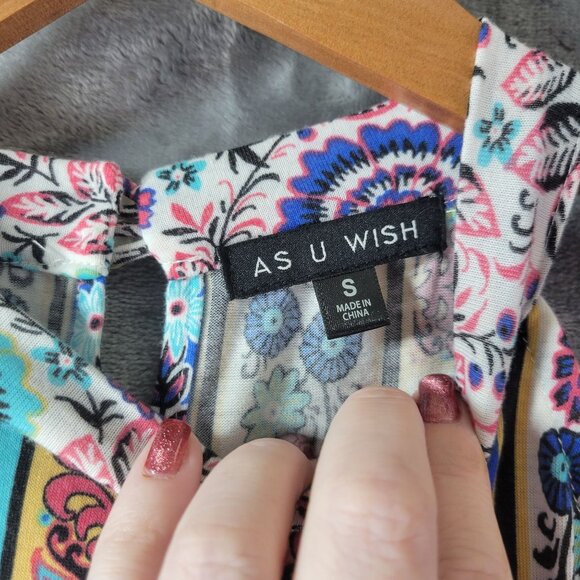 As U Wish Juniors Womens Dress Small‎ Multicolor Boho Festival Sleeveless Mini - Picture 2 of 9